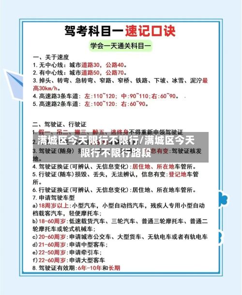 满城区今天限行不限行/满城区今天限行不限行路段