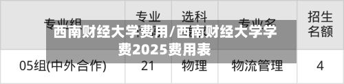 西南财经大学费用/西南财经大学学费2025费用表-第2张图片