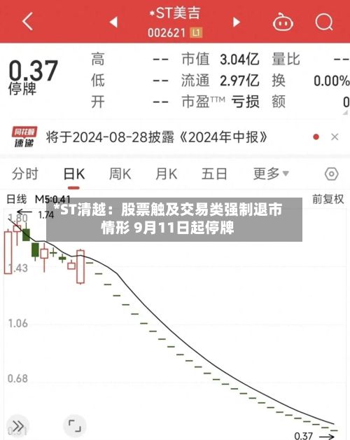 *ST清越:股票触及交易类强制退市情形 9月11日起停牌