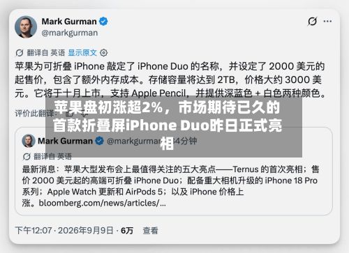 苹果盘初涨超2%	，市场期待已久的首款折叠屏iPhone Duo昨日正式亮相-第3张图片