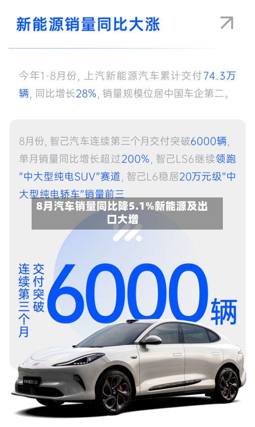 8月汽车销量同比降5.1%新能源及出口大增-第2张图片
