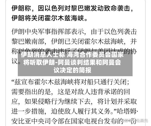 伊朗消息人士称 海湾合作委员会国家将听取伊朗-阿曼谈判结果和阿曼会议决定的简报-第2张图片