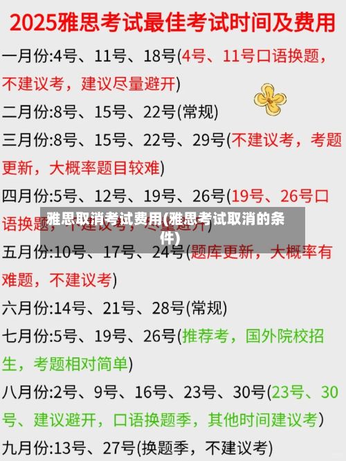 雅思取消考试费用(雅思考试取消的条件)