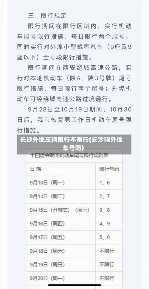 长沙外地车辆限行不限行(长沙限外地车号吗)